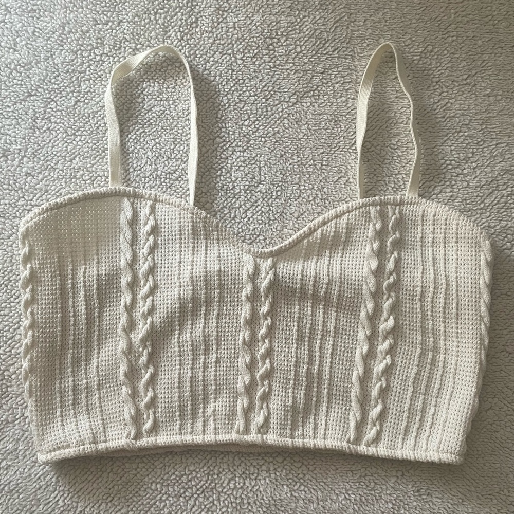 Zara off white sweetheart neck crop top